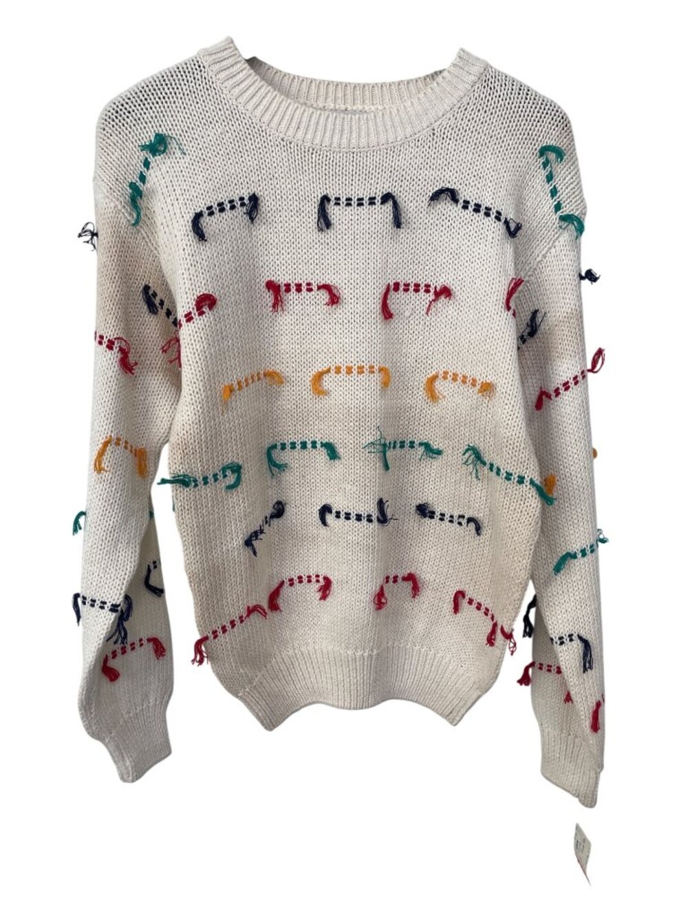 Vintage Lord Isaacs Sweater Medium Embroidered Knit Knitwear Cozy Deadstock NEW